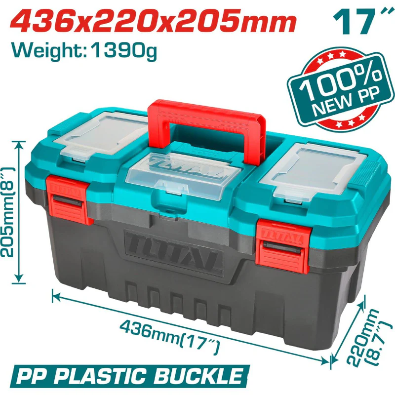 CAJA HERRAMIENTAS TOTAL TPBX0171 PLASTICA 17" BROCHE PLASTICO