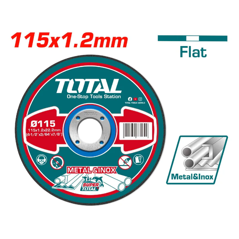 DISCO DE CORTE DE METAL ABRASIVO PLANO 4 1/2'' 115X 1.2 MM TAC2211151 TOTAL