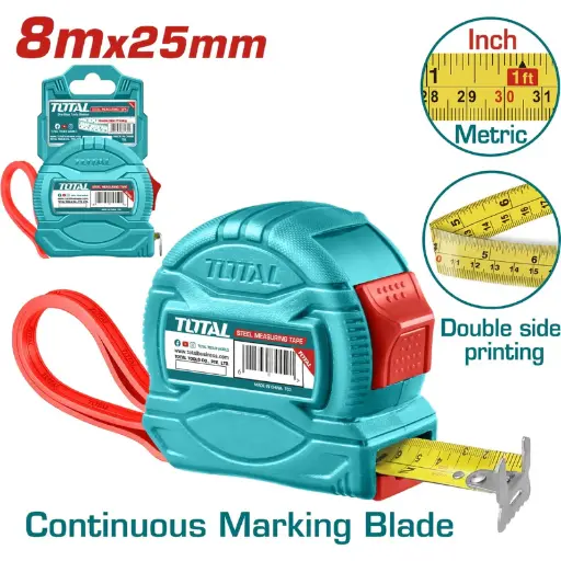 [A1002057] CINTA METRICA TOTAL TMT34825 8MX25MM PLASTICA VERDE