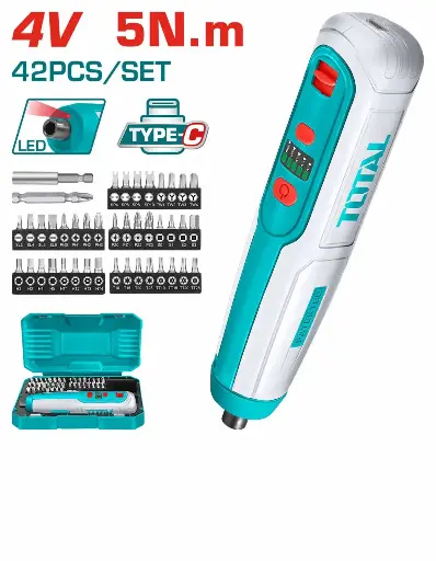 [A1002007] DESTORNILLADOR INALAMBRICO 42 PCS TSDLI0406 TOTAL