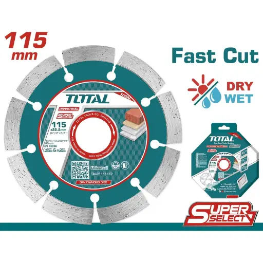 [A1002046] DISCO DIAMANTE SECO MARMOL Y GRANITO 115MM 4.5'' TAC21111512 TOTAL