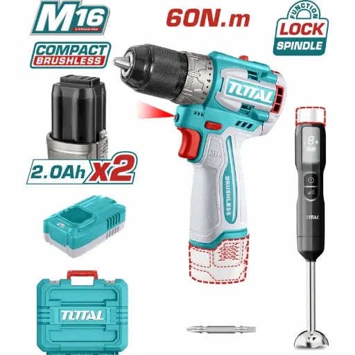 [A1002110] KIT TALADRO 60N 16V Y BATIDOR 2 PCS UTCKLI1628 TOTAL