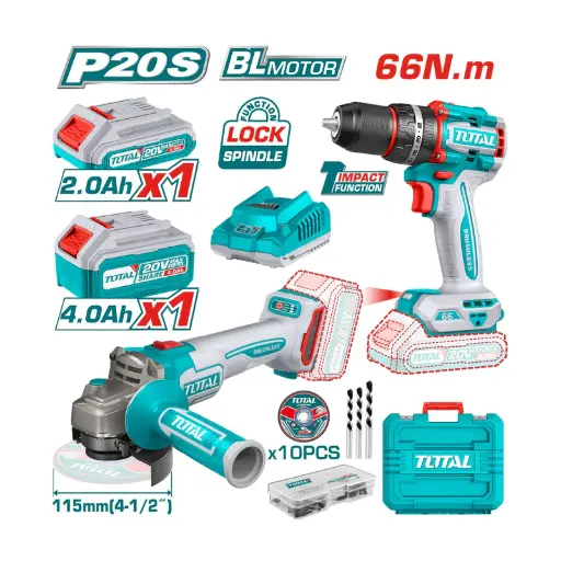 [A1002068] KIT TALADRO Y PULIDORA 20V UTCKLI20273 TOTAL