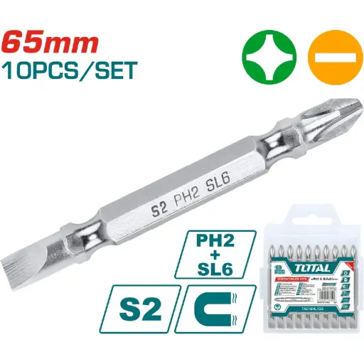 [A1001941] PUNTA DESTORNILLADOR TOTAL TAC16HL133 DOBLE ESTRIA #2/PLANA 6MM