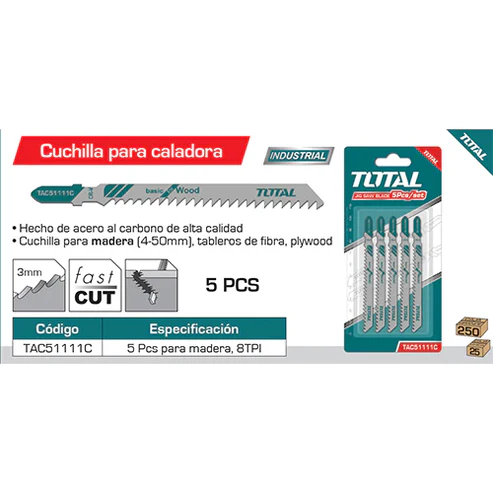 [A1000679] SEGUETA CALADORA TOTAL TAC51111C MADERA "T" 8DPPX3" EMPAQUE DE 5