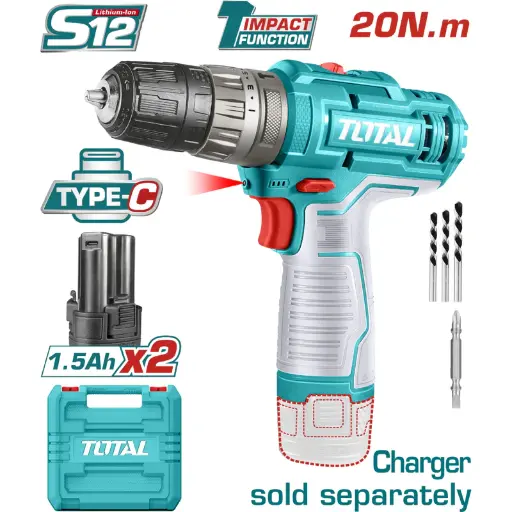 [A1001984] TALADRO 12V C/MARTILLO 2 PILA TIDLI12202 TOTAL